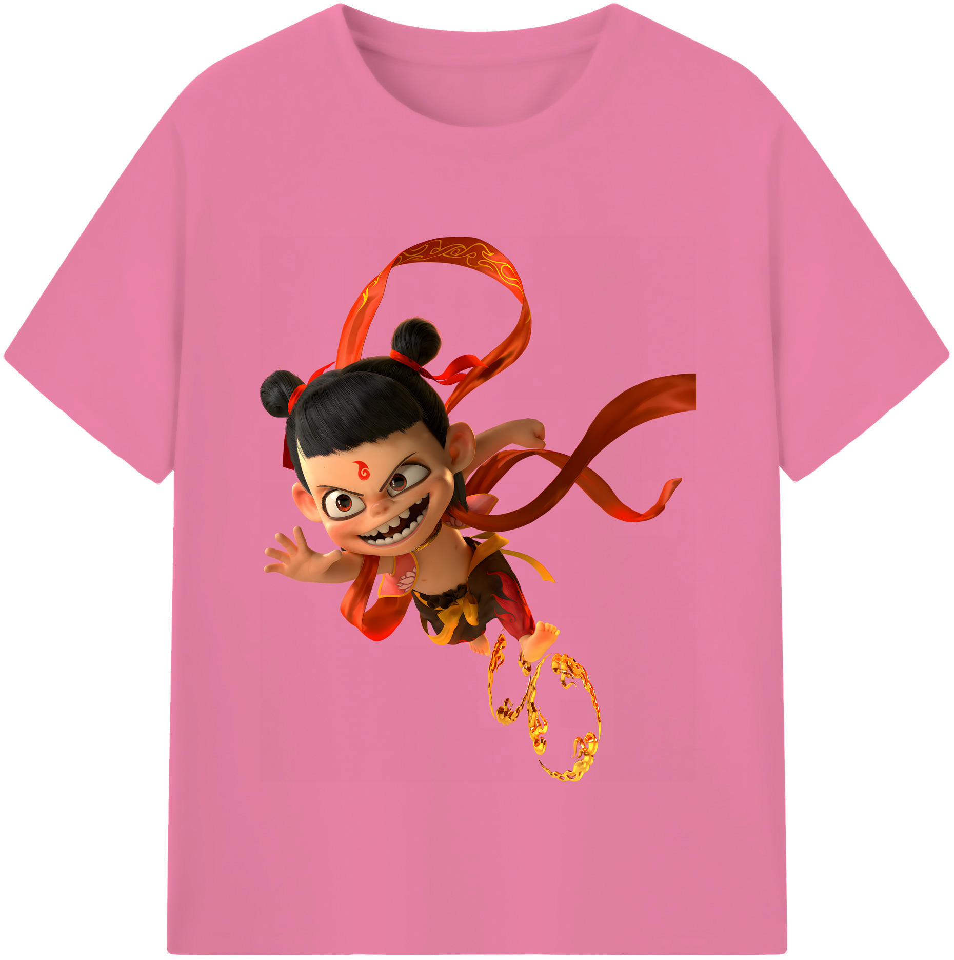 （画像用） Ne Zha 2 ナタ 魔童の大暴れ 綿100％半袖Tシャツ（フロントプリント）
